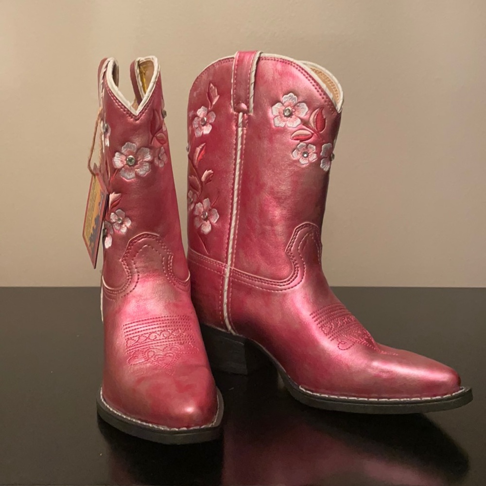Brand New Pink Flowers Kids Durango Boots BT297 US 2.5 UK 1.5 EU34.